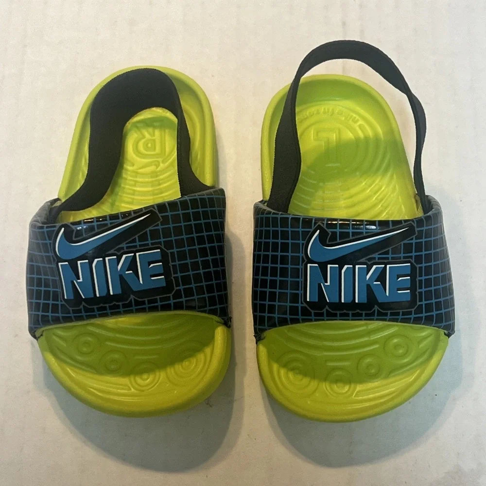 Nike Kawa SE Slides Toddler Sandals Baby Volt Blue CW1658-001 Size 5C